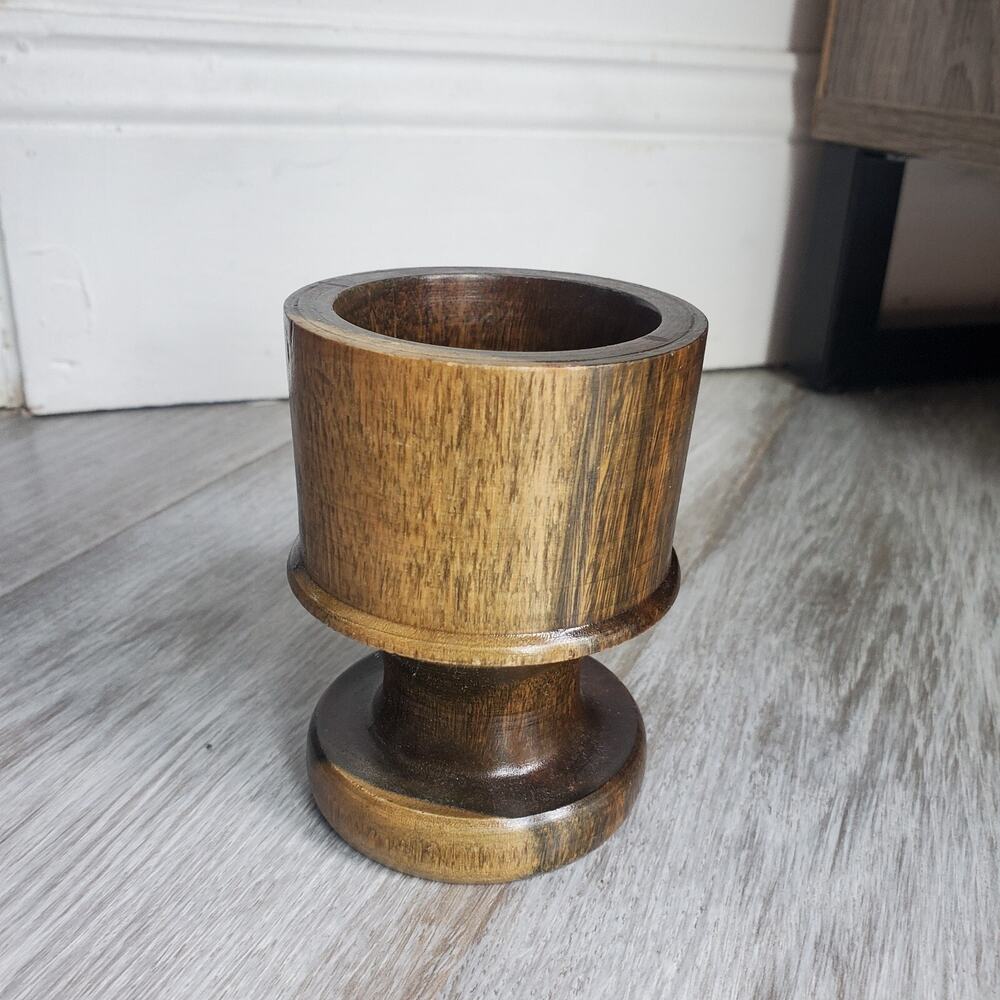 Vintage Wood Mortar Spice Herb Crusher 4" Tall